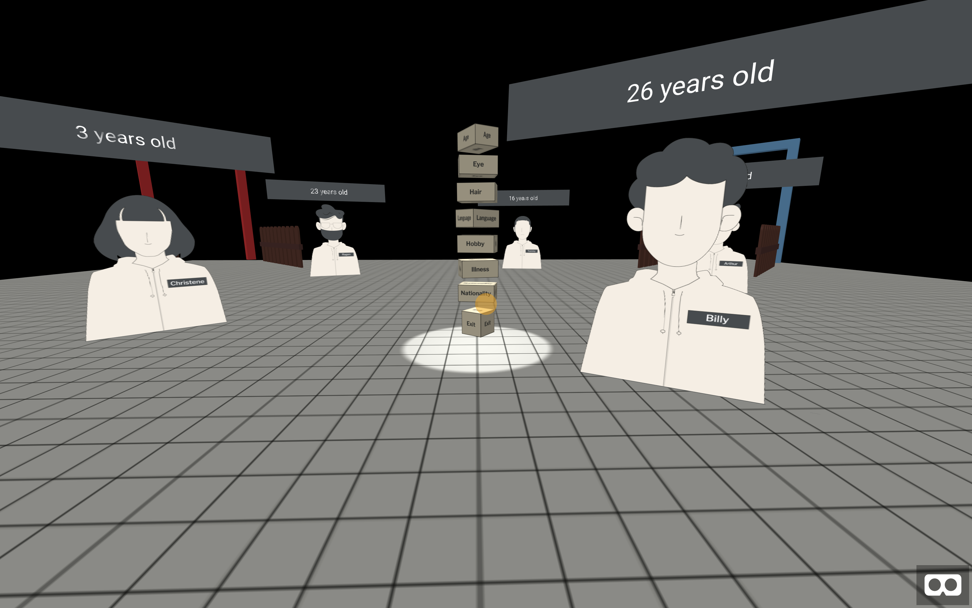 personalities with boxes showing their age on the top of them