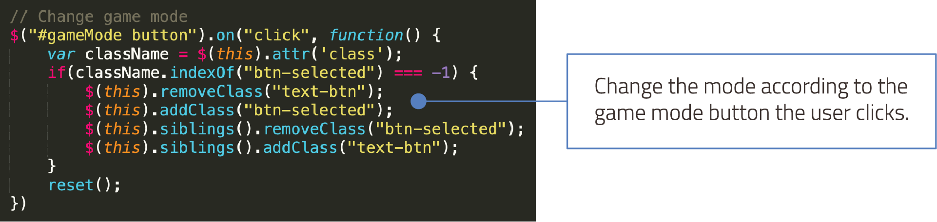 code of making different game modes