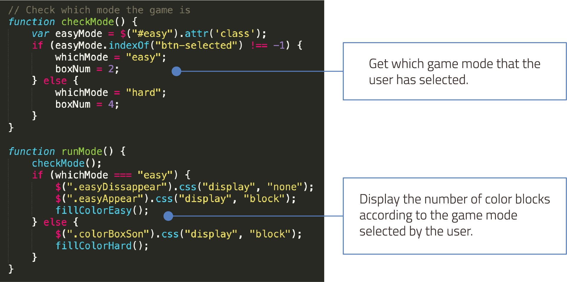 code of making different game modes