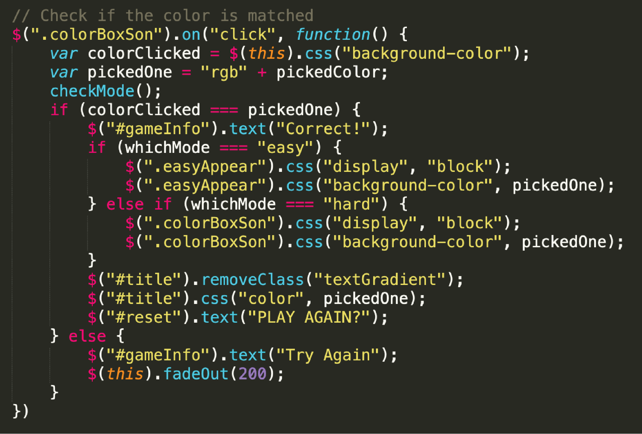 code of checking color-match result