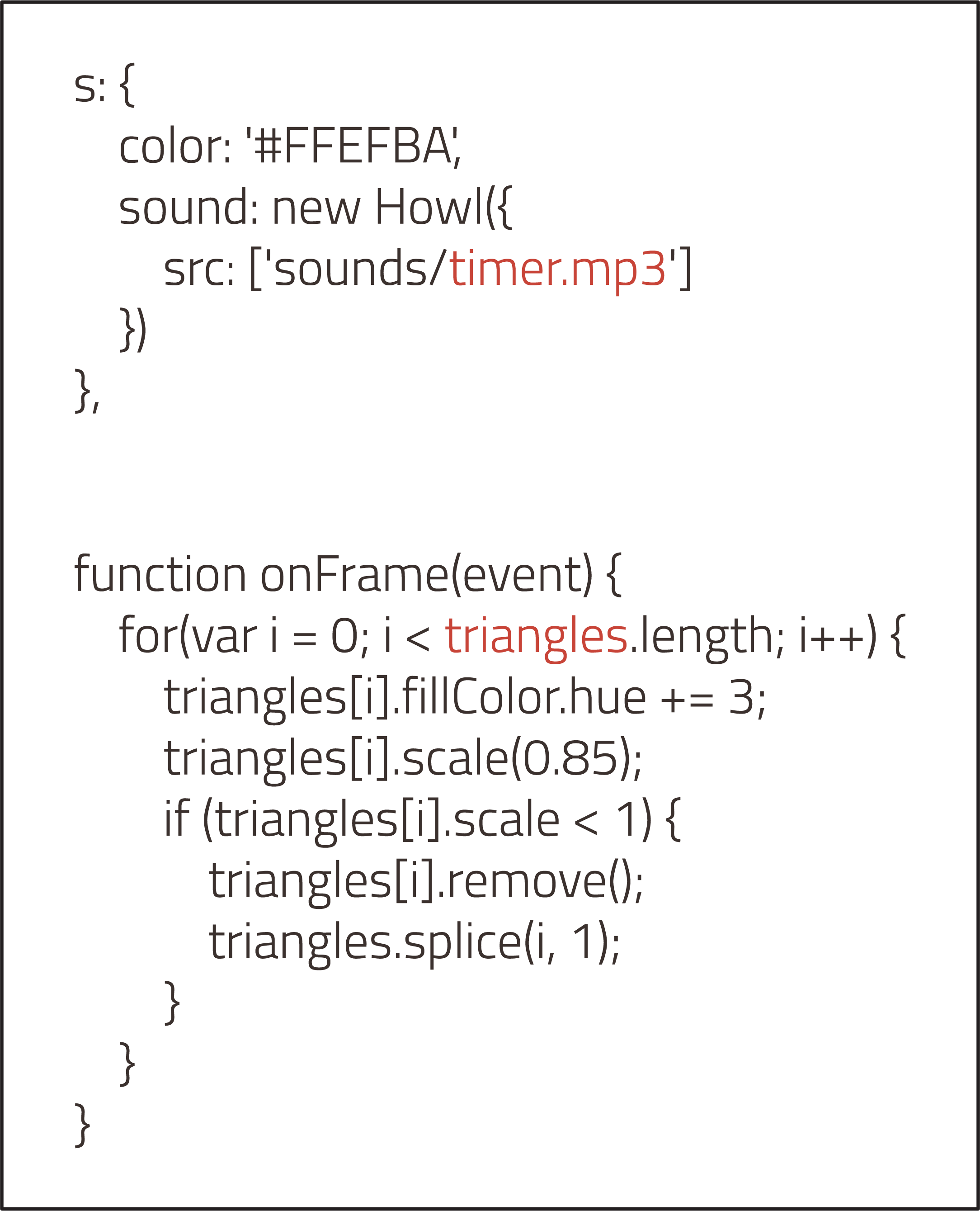 code of S key pressed interaction