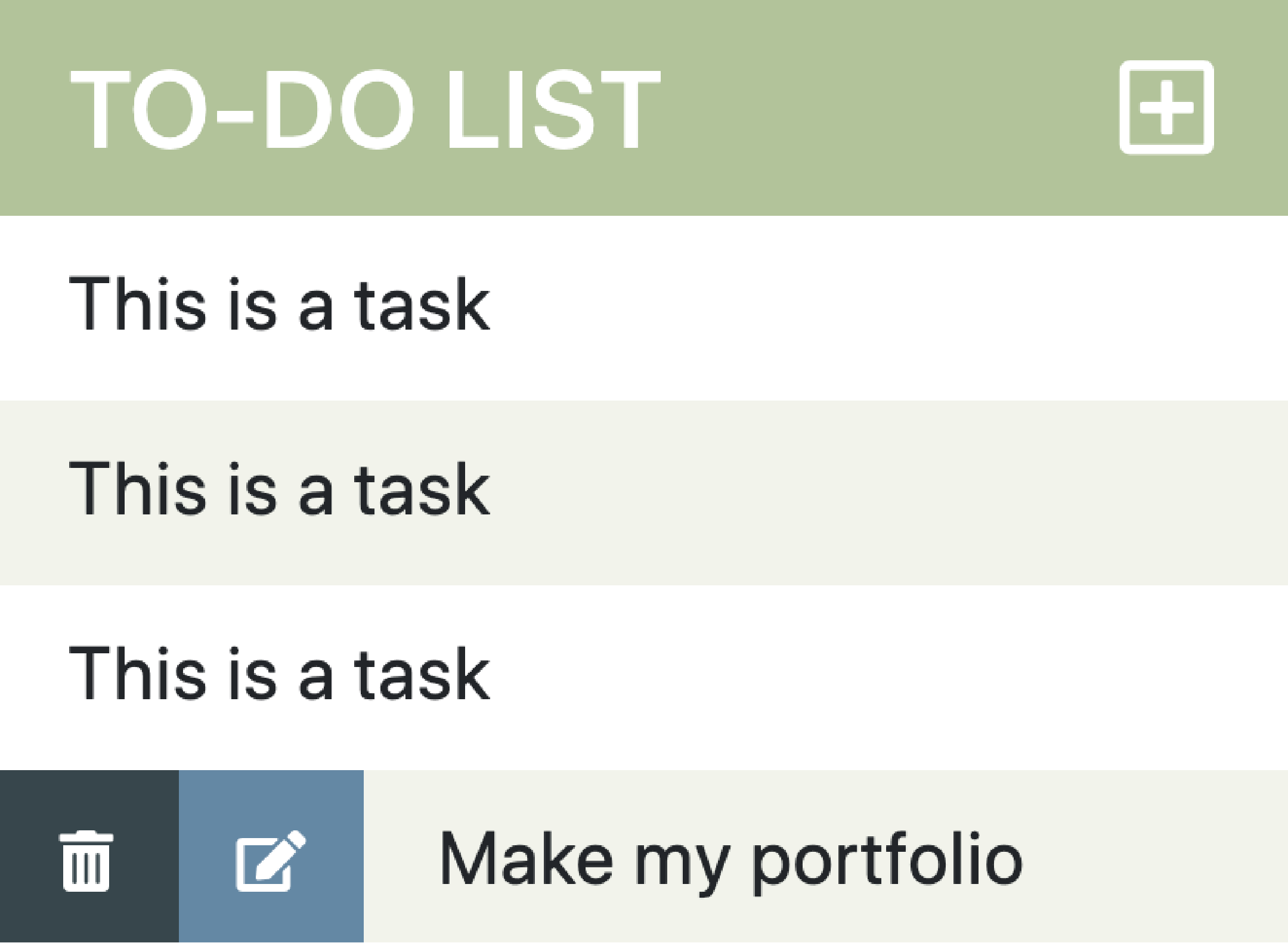 hover effect with the icons of delete and edit showing up