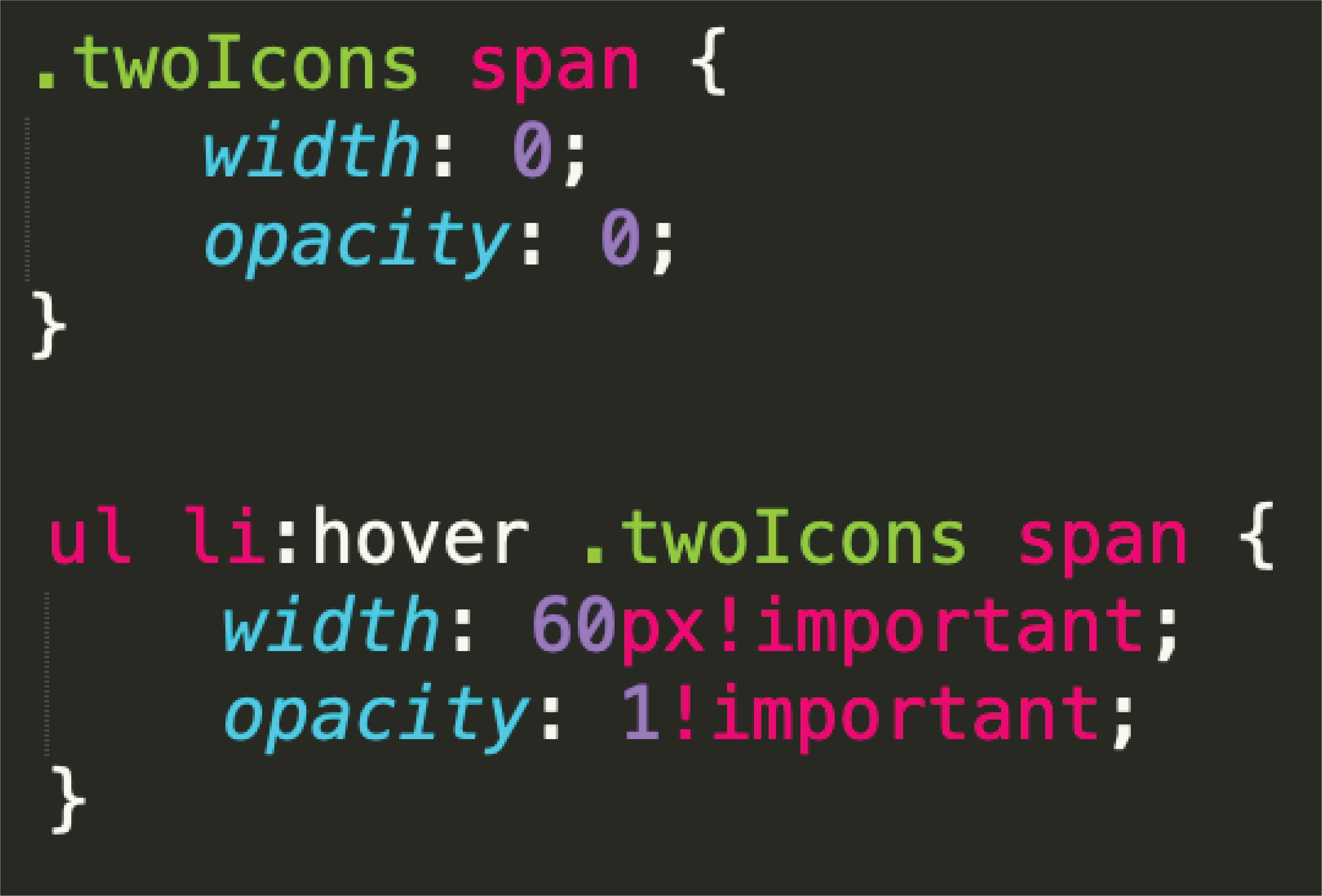 hover effect with the icons of delete and edit showing up